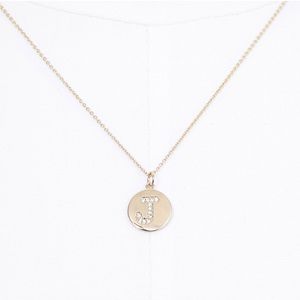 Metallic Pave Disc Initial Necklace J (NWT)
